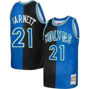 Kevin Garnett Minnesota Timberwolves Hardwood Classics 1995/96 Split Swingman Jersey Exceptionnel Black/Blue