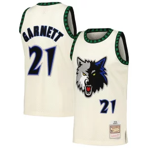 Kevin Garnett Minnesota Timberwolves Haut de gamme Chainstitch Swingman Jersey Cream