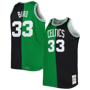 Larry Bird Boston Celtics Big & Tall Hardwood Classics 1985/86 Split Swingman Jersey Kelly Green/Black Luxueux