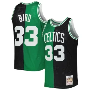 Larry Bird Boston Celtics Hardwood Classics Gracieux 1985/86 Split Swingman Jersey Black/Kelly Green