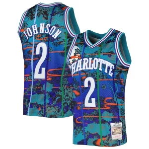 Larry Johnson Charlotte Hornets 1992/93 Hardwood Classics Lunar New Year Unique Swingman Jersey Teal