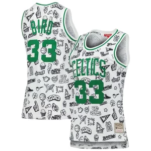 Larry Vibrant Bird Boston Celtics Women's 1985 Doodle Swingman Jersey White