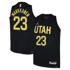 Lauri Markkanen Utah Jazz Jordan Brand Classique Youth Swingman Jersey Statement Edition Black