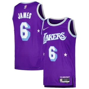 LeBron James Los Angeles Lakers Nike Swingman Player Exceptionnel Jersey City Edition Purple