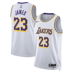 LeBron James Los Angeles Lakers Nike Unisex Haut de gamme Swingman Jersey Association Edition White/Gold