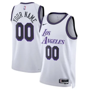 Los Angeles Lakers Nike Unisex 2022/23 Swingman Custom Vibrant Jersey City Edition White