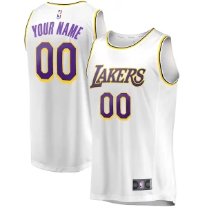 Los Angeles Lakers Youth Fast Break Replica Vibrant Custom Jersey Association Edition White