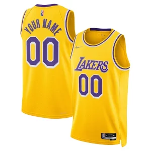 Los Angeles Unique Lakers Nike 2021/22 Diamond Swingman Custom Jersey Icon Edition Gold