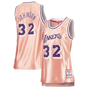Magic Élégant Johnson Los Angeles Lakers Women's 75th Anniversary Rose Gold 1984 Swingman Jersey Pink