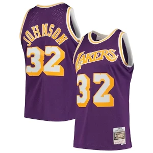 Magic Johnson Los Angeles Authentique Lakers 1984/85 Hardwood Classics Swingman Jersey Purple/Gold