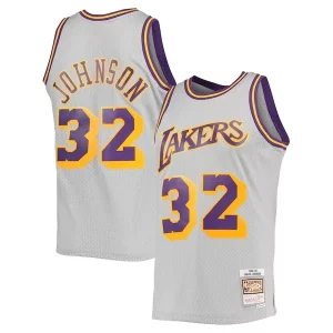 Magic Johnson Los Angeles Lakers 1984 85 Hardwood Classics Reload Premium 2.0 Throwback Swingman Jersey Gray
