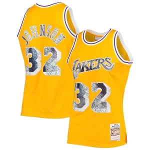Magic Johnson Los Angeles Lakers 1984/85 Hardwood Classics NBA 75th Anniversary Diamond Swingman Premium Jersey Gold