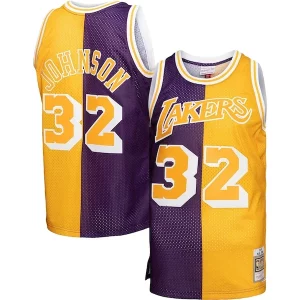 Magic Johnson Los Angeles Lakers Big & Tall Hardwood Classics Charming 1984/85 Split Swingman Jersey Purple/Gold