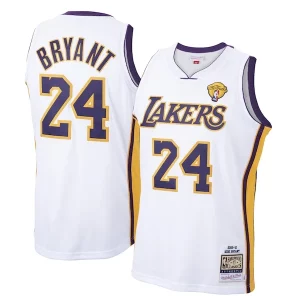 Men's Los Angeles Lakers Kobe Bryant White 2009 10 Hardwood Classics Authentic Jersey Bold