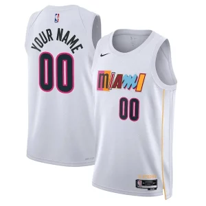 Miami Heat Nike Unisex 2022/23 Swingman Custom Jersey City Tendance Edition White