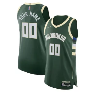 Milwaukee Bucks Nike 2021/22 Diamond Authentic Custom Jersey Icon Edition Notable Hunter Green