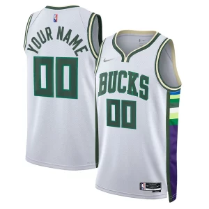 Milwaukee Bucks Nike 2021/22 Swingman Custom Jersey Notable City Edition White