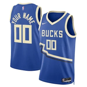Milwaukee Bucks Nike Unisex 2024/25 Custom Swingman Jersey City Bold Edition Royal