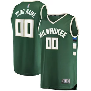 Milwaukee Bucks Youth Fast Break Custom Refiné Replica Jersey Hunter Green Icon Edition