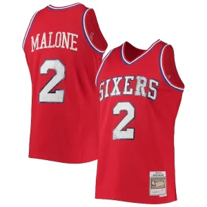 Moses Malone Philadelphia 76ers 1982/83 Hardwood Classics NBA 75th Anniversary Diamond Swingman Jersey Red Distingué