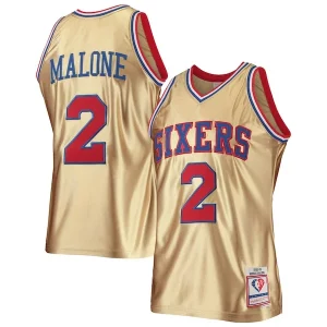 Moses Malone Philadelphia 76ers 75th Anniversary Tendance 1982/83 Hardwood Classics Swingman Jersey Gold