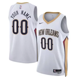 New Orleans Pelicans Nike Unisex Luxueux Swingman Custom Jersey White Association Edition