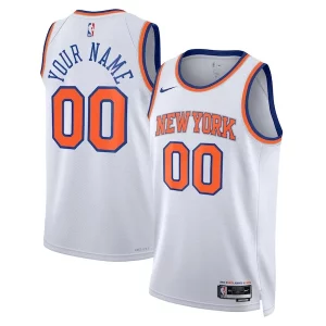 New York Knicks Nike Unisex Swingman Custom Jersey Haut de gamme White Association Edition/Blue