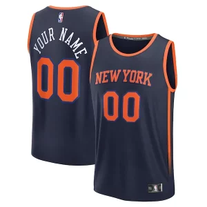 New York Knicks Custom Fast Break Jersey Navy Statement Edition Uniques