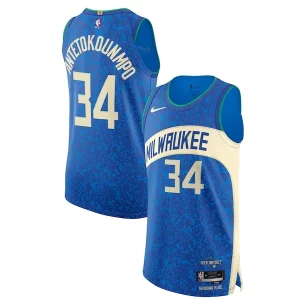 Nike Giannis Antetokounmpo Milwaukee Bucks Authentic Jersey City Exclusif Edition Blue
