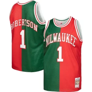 Oscar Sophistiqué Robertson Milwaukee Bucks Hardwood Classics 1971/72 Split Swingman Jersey Green/Red