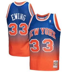 Patrick Ewing New York Knicks 1991/92 Hardwood Classics Fadeaway Swingman Moderne Player Jersey Orange/Royal