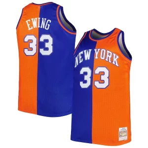 Patrick Ewing New York Knicks Big & Tall Hardwood Classics 1991/92 Split Swingman Jersey Blue/Orange Élégant