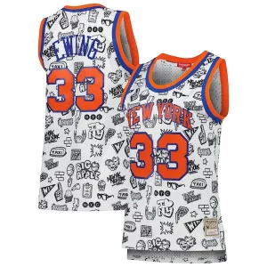 Patrick Haut de gamme Ewing New York Knicks Women's 1991 Doodle Swingman Jersey White