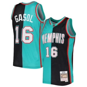 Pau Gasol Memphis Grizzlies Hardwood Classics 2001/02 Split Swingman Jersey Black/Turquoise Tendance