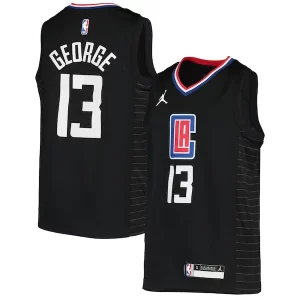 Paul George LA Clippers Jordan Brand Youth 2020/21 Splendide Swingman Player Jersey Black Statement Edition