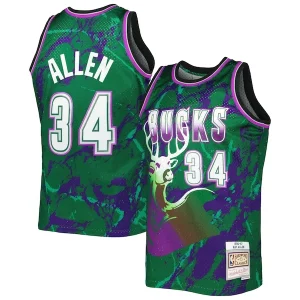 Ray Allen Milwaukee Bucks 1996/97 Hardwood Luxueux Classics Marble Swingman Jersey Green