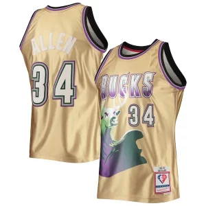 Ray Allen Milwaukee Bucks 75th Anniversary Vibrant 1996/97 Hardwood Classics Swingman Jersey Gold
