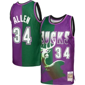 Ray Distingué Allen Milwaukee Bucks Hardwood Classics 1996/97 Split Swingman Jersey Green/Purple