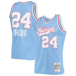 Reggie Theus Sacramento Commémoratif Kings 1985/86 Hardwood Classics Swingman Jersey Light Blue