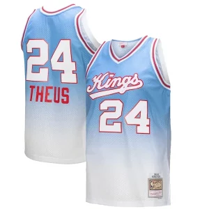 Reggie Theus Sacramento Kings 1985/86 Hardwood Classics Fadeaway Swingman Player Premium Jersey White/Light Blue