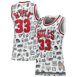 Scottie Pippen Charming Chicago Bulls Women's 1997 Doodle Swingman Jersey White