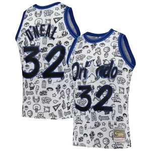 Shaquille O'Neal Éclatant Orlando Magic 1994/95 Hardwood Classics Doodle Swingman Player Jersey White
