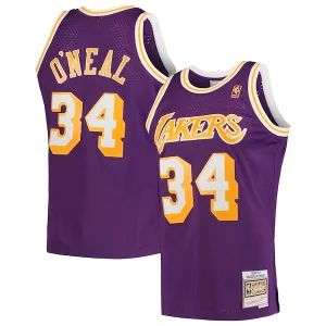 Shaquille O'Neal Los Angeles Incontournable Lakers Hardwood Classics Swingman Jersey Purple/Royal/Gold