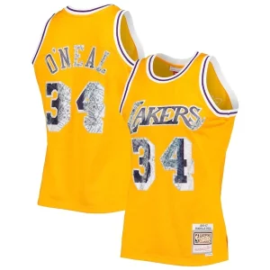 Shaquille O'Neal Los Angeles Lakers 1996 97 Dashing Hardwood Classics NBA 75th Anniversary Diamond Swingman Jersey Gold