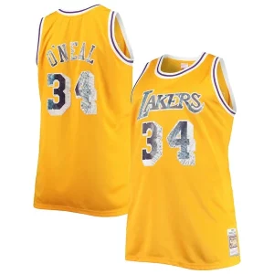 Shaquille O'Neal Los Angeles Lakers Big & Tall 1996 97 NBA 75th Anniversary Diamond Swingman Jersey Prime Gold