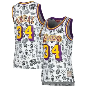 Shaquille O'Neal Los Angeles Lakers Haut de gamme Women's 1996 Doodle Swingman Jersey White