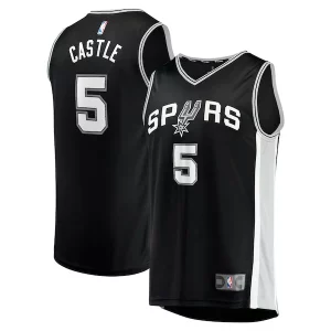 Stephon Castle San Antonio Spurs 2024 NBA Draft Fast Exclusif Break Player Jersey Icon Edition Black