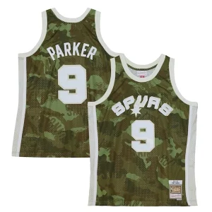 Tony Parker San Élégant Antonio Spurs Hardwood Classics 2000/01 Ghost Green Swingman Jersey Camo