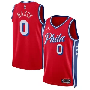 Tyrese Maxey Philadelphia 76ers Jordan Brand Unisex Swingman Jersey Statement Edition Red Sophistiqué