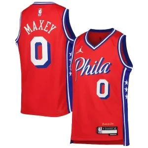 Tyrese Maxey Philadelphia 76ers Jordan Brand Youth Swingman Jersey Statement Vibrant Edition Red